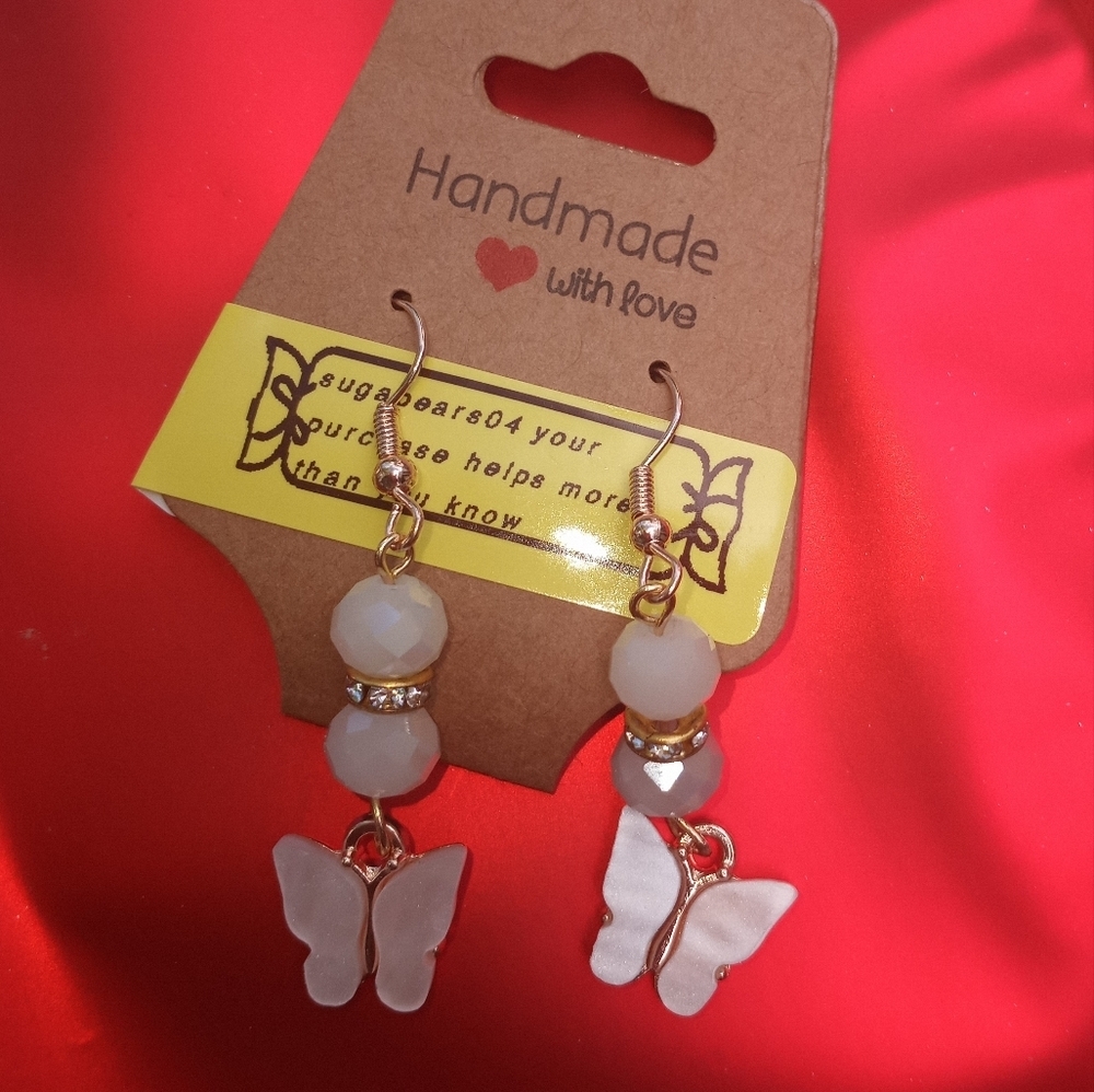 Butterfly dangle white acrylic colored butterfly drop earrings
